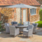 St Tropez Stone 6 Seat Dining Set with Weave Lazy Susan and Deluxe 3.0m Parasol
