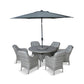 St Tropez Stone 6 Seat Dining Set with Weave Lazy Susan and Deluxe 3.0m Parasol