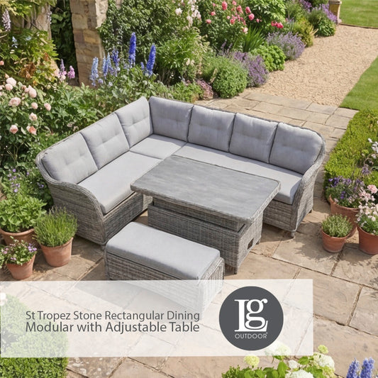 St Tropez Stone Rectangular Dining Modular with Adjustable Table
