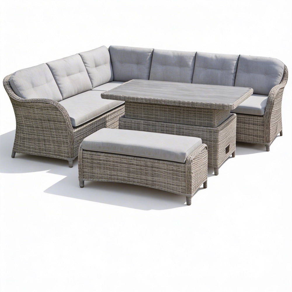 St Tropez Stone Rectangular Dining Modular with Adjustable Table