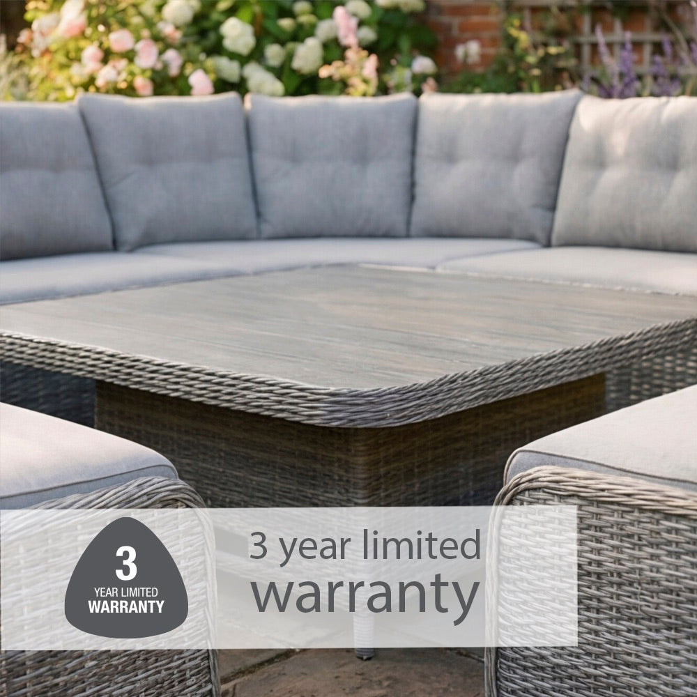 St Tropez Stone Large Square Dining Modular with Adjustable Table