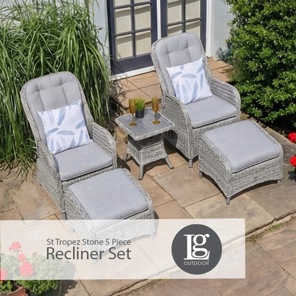 St Tropez Stone 5 Piece Recliner Set