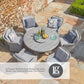 St Tropez Stone 6 Seat Dining Set with Weave Lazy Susan and Deluxe 3.0m Parasol