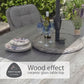 St Tropez Stone 6 Seat Dining Set with Weave Lazy Susan and Deluxe 3.0m Parasol