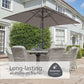 St Tropez Stone 8 Seat Dining Set with Weave Lazy Susan and Deluxe 2.0 x 3.0m Parasol