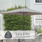 St Tropez Stone 8 Seat Dining Set with Weave Lazy Susan and Deluxe 2.0 x 3.0m Parasol