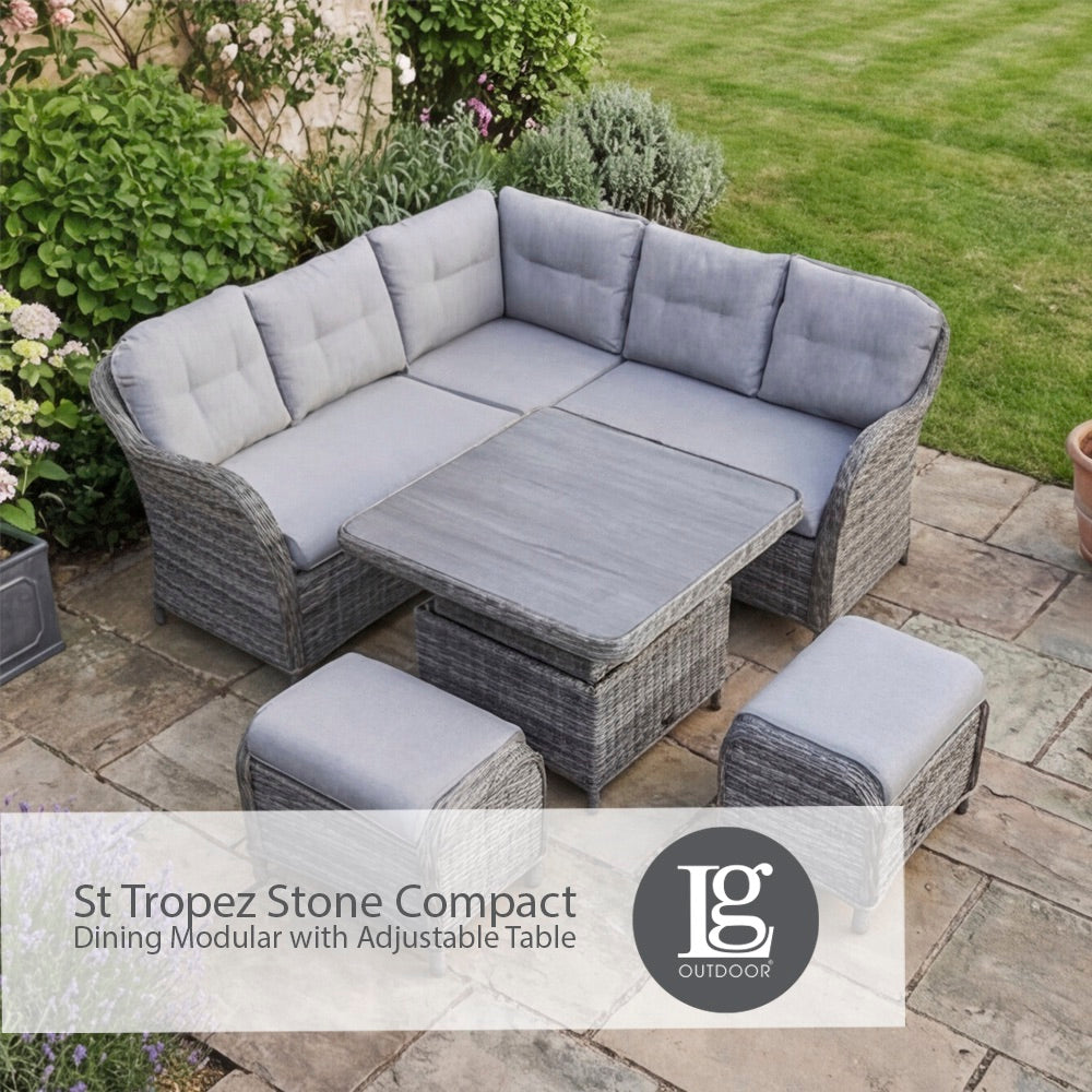 St Tropez Stone Compact Dining Modular with Adjustable Table