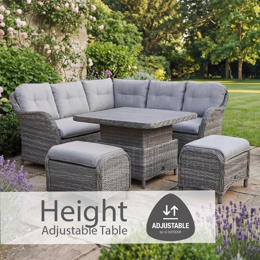 St Tropez Stone Compact Dining Modular with Adjustable Table