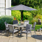 Turin 6 Seat Dining Set with Lazy Susan and 3.0m Parasol