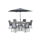 Turin 6 Seat Dining Set with Lazy Susan and 3.0m Parasol