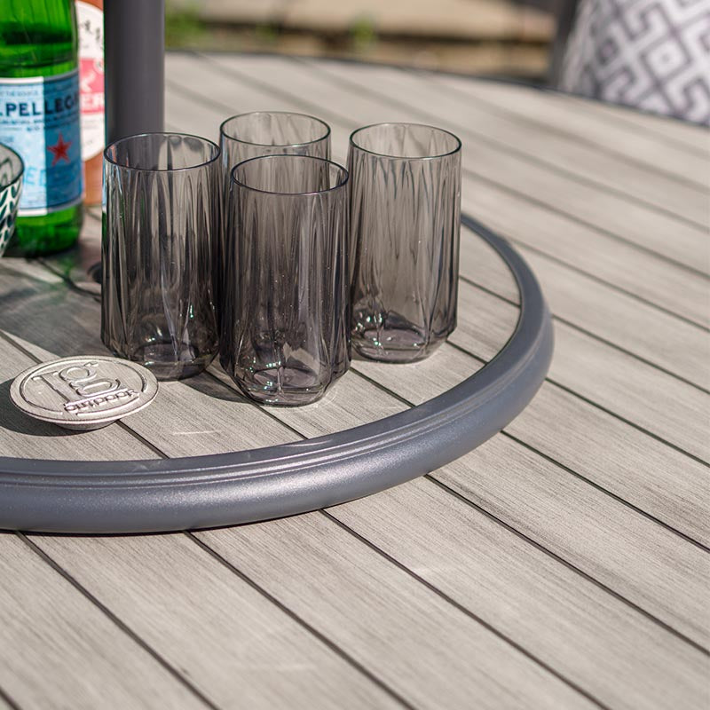 Turin 6 Seat Dining Set with Lazy Susan and 3.0m Parasol