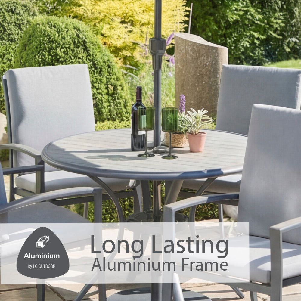 Turin 4 Seat Dining Set with 2.5m Parasol