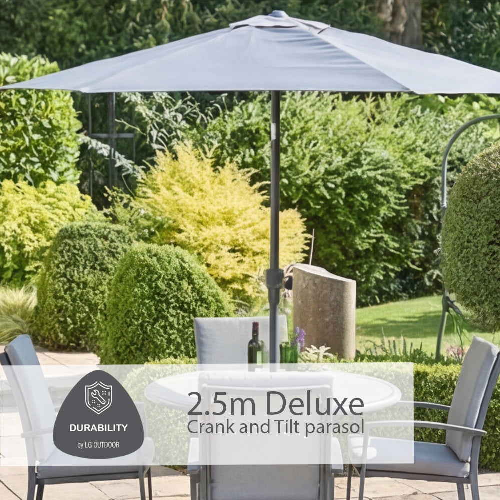 Turin 4 Seat Dining Set with 2.5m Parasol