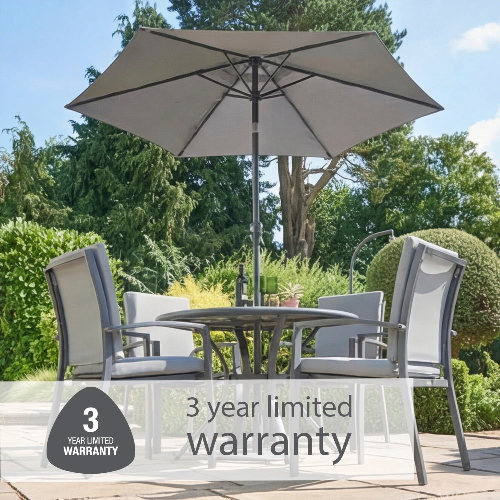 Turin 4 Seat Dining Set with 2.5m Parasol