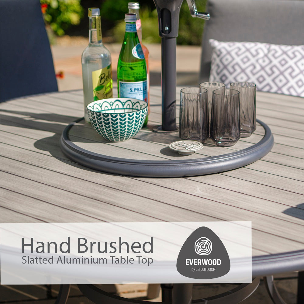 Turin 6 Seat Dining Set with Lazy Susan and 3.0m Parasol