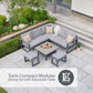 Turin Compact Modular Dining Set with Adjustable Table