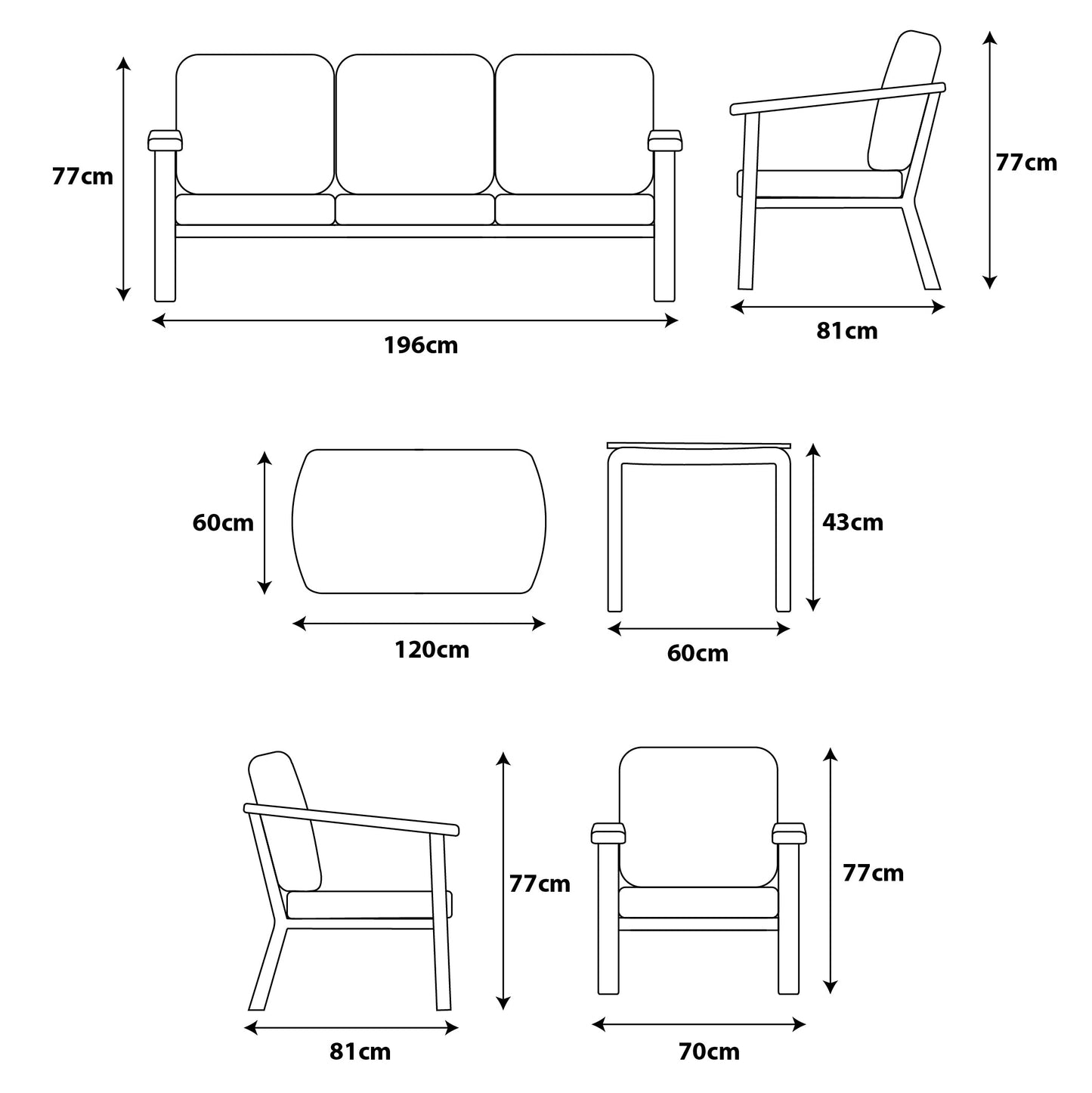 Tuscany 3 Seater Lounge Set