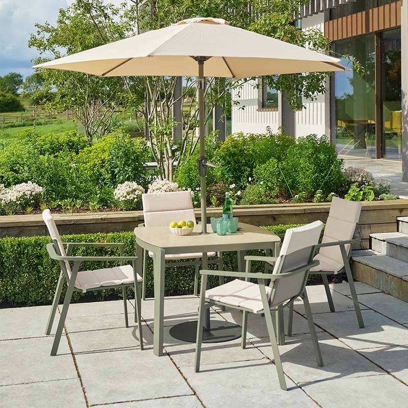 Tuscany 4 Seat Dining Set with 2.5m Parasol