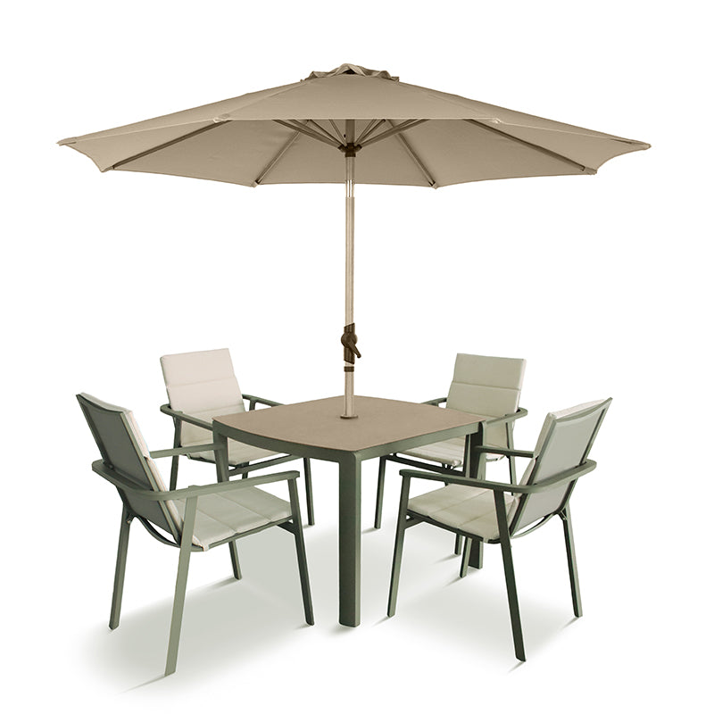 Tuscany 4 Seat Dining Set with 2.5m Parasol