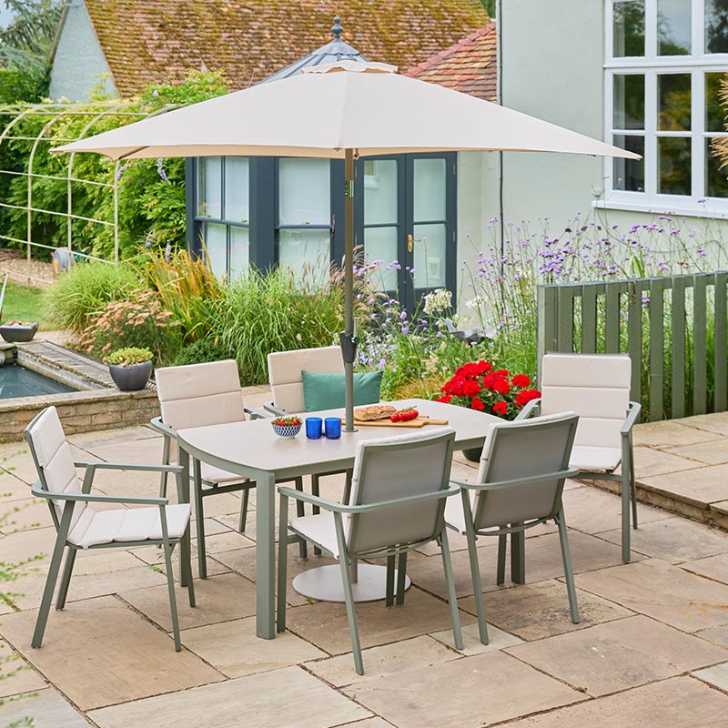 Tuscany 6 Seat Dining Set with 3.0m Parasol