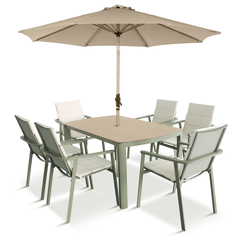 Tuscany 6 Seat Dining Set with 3.0m Parasol