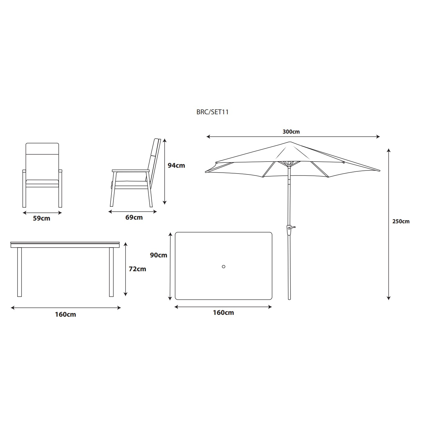 Barcelona 6 Seat Dining Set with 3.0m Parasol