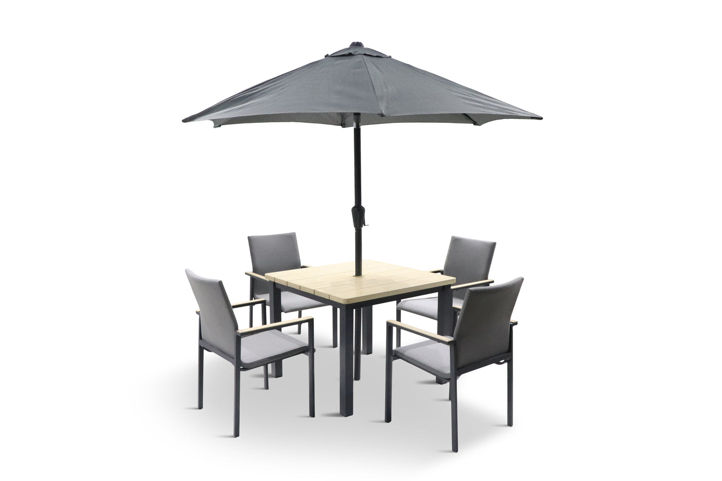Venice 4 Seat Dining Set With Dining Chair And 2.5m Deluxe Parasol