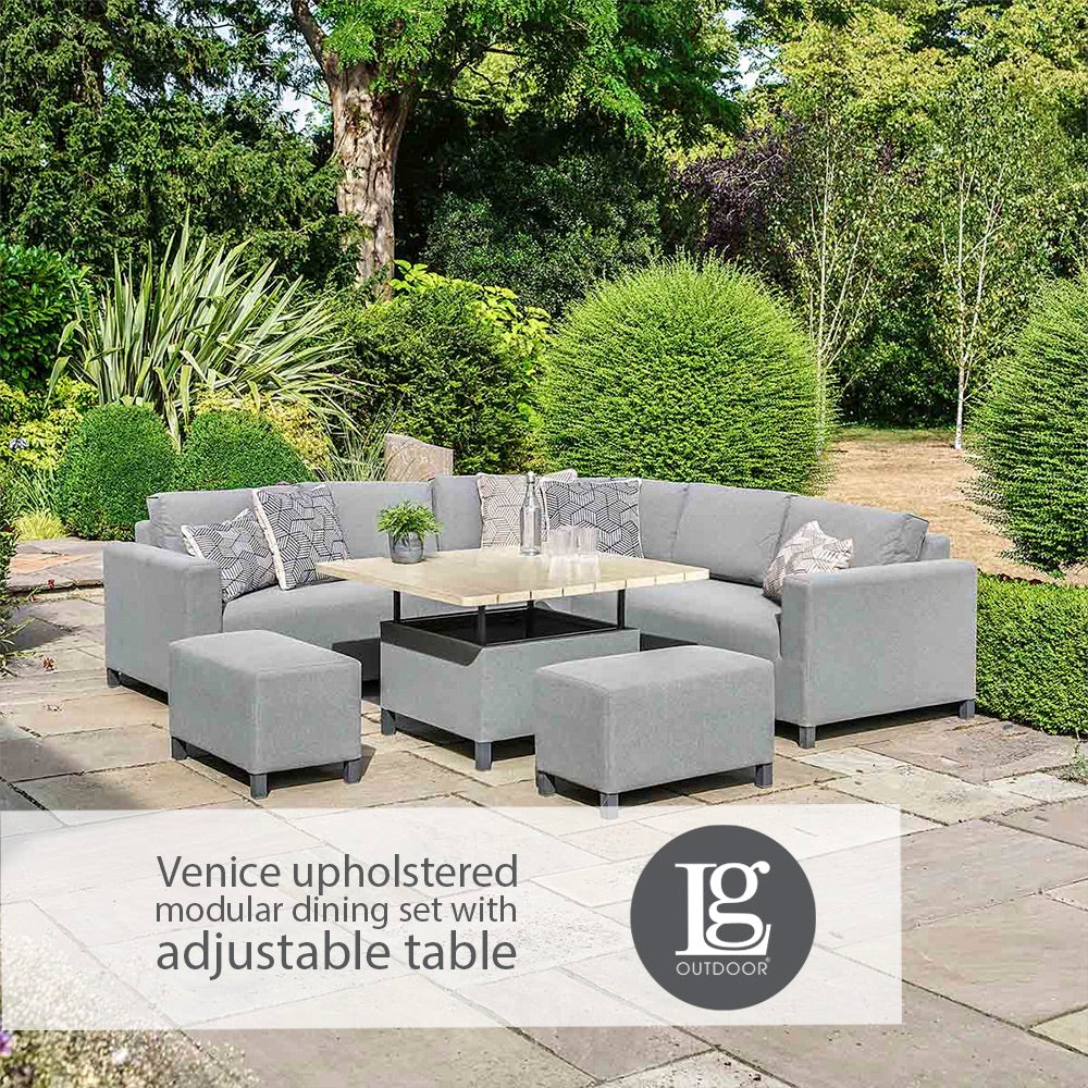 Venice Upholstered Modular Dining Set With Adjustable Table