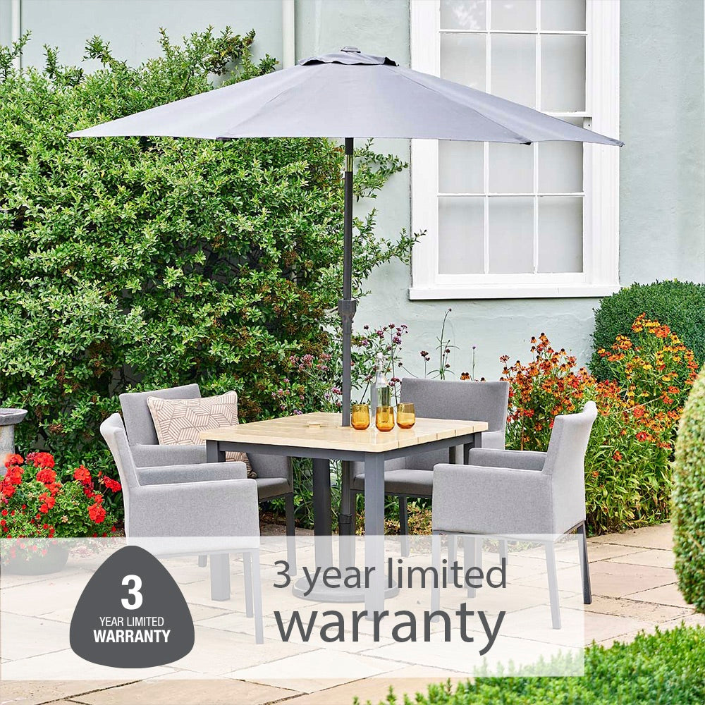 Venice 4 Seat Dining Set With Dining Chair And 2.5m Deluxe Parasol