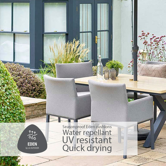 Venice 6 Seat Dining Set With Dining Chair And 3.0m Deluxe Parasol