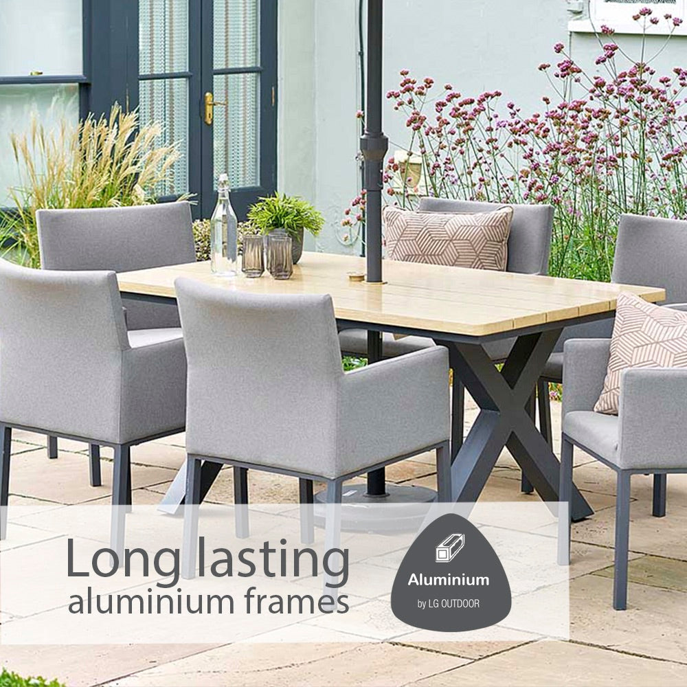 Venice 6 Seat Dining Set With Dining Chair And 3.0m Deluxe Parasol
