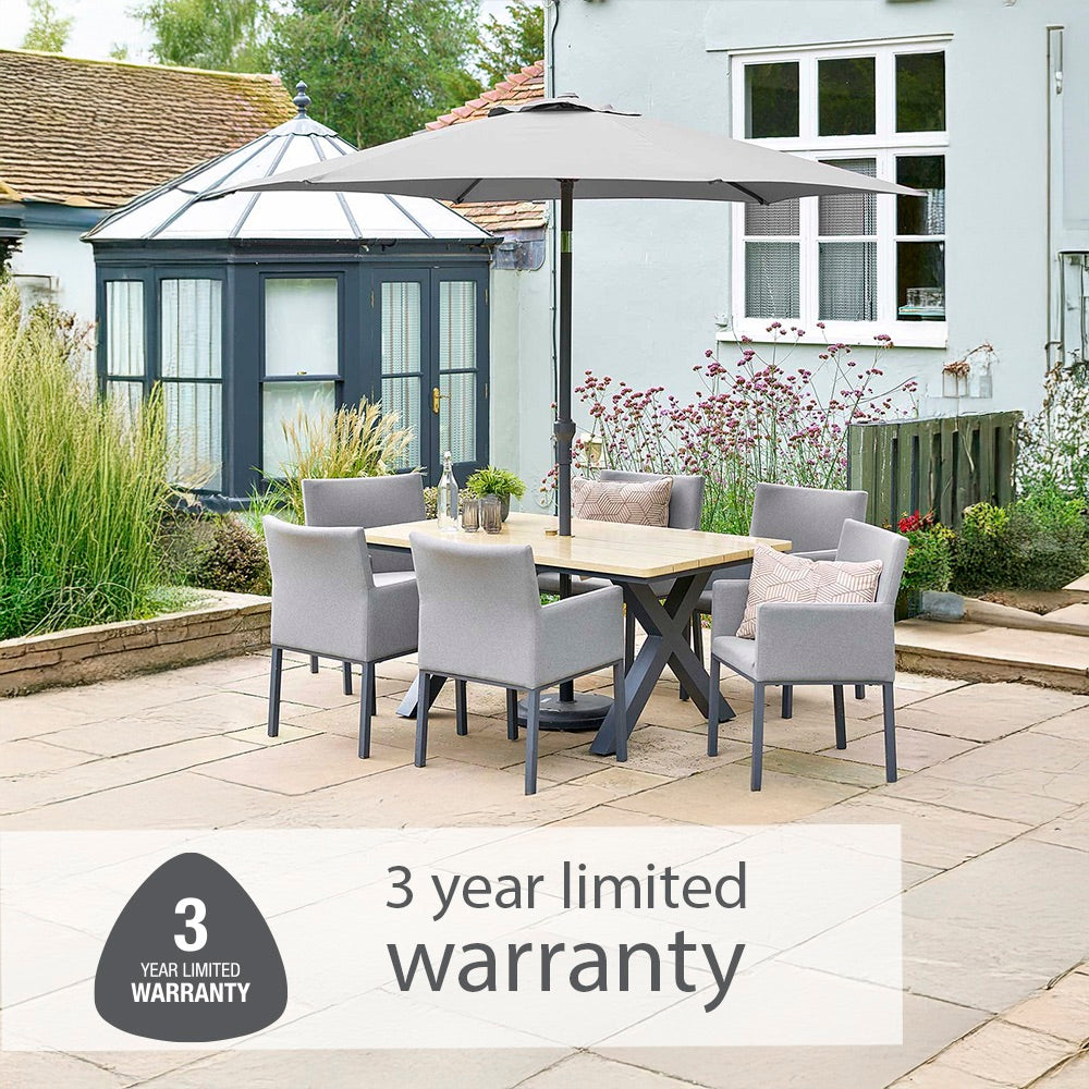 Venice 6 Seat Dining Set With Dining Chair And 3.0m Deluxe Parasol