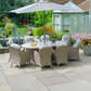 Bergen 8 Seat Oval Dining Set with Weave Lazy Susan and Deluxe 2.0 x 3.0m Parasol