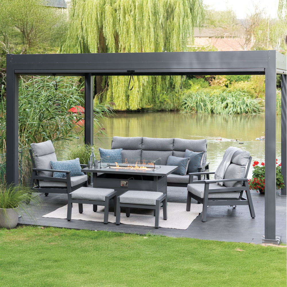 Barcelona Lounge Dining Set with Gas Firepit Table