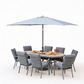 Monza 8 Seat Set with Lazy Susan, Highback Armchairs and 2.0 x 3.0m Parasol