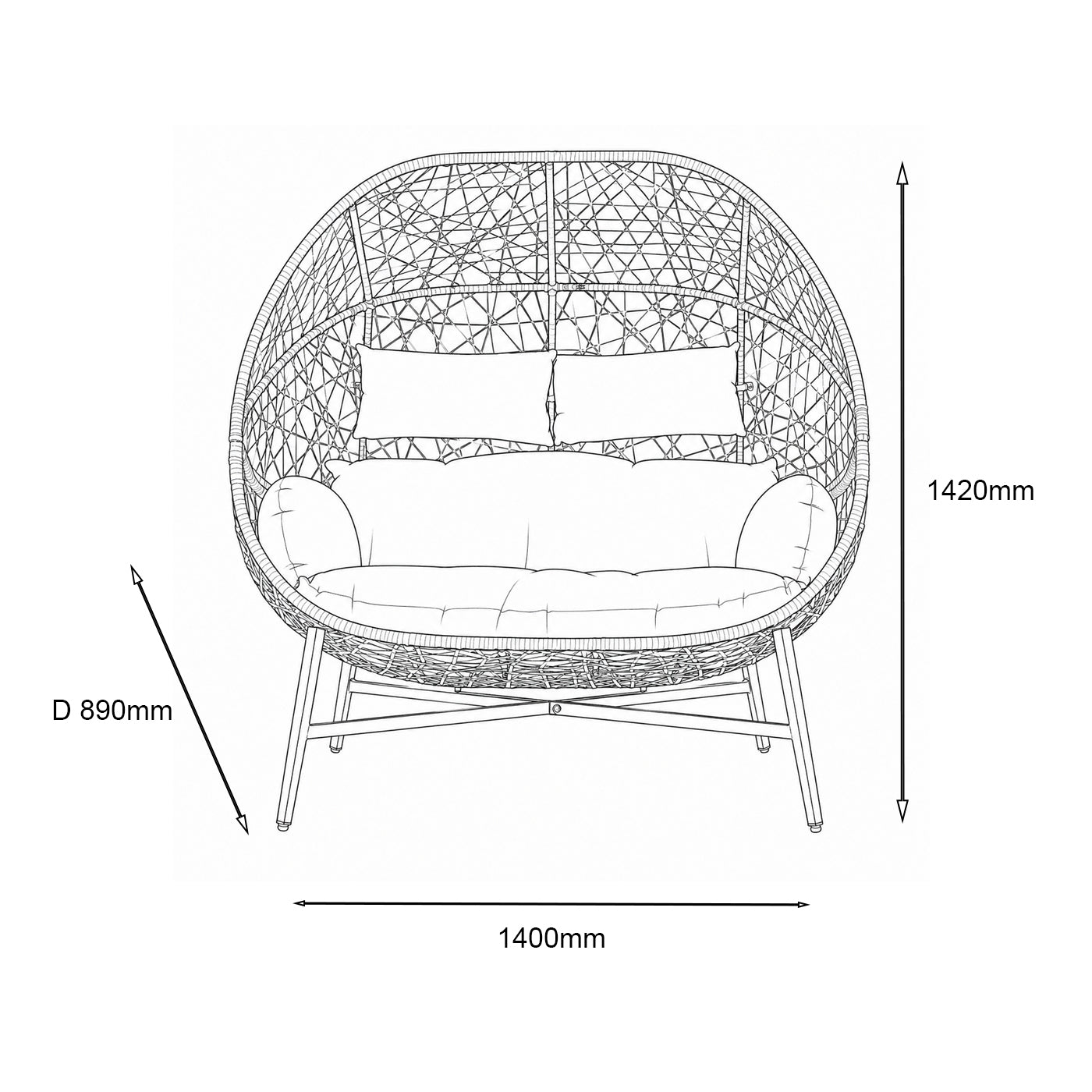 St Tropez Stone Double Cocoon Chair